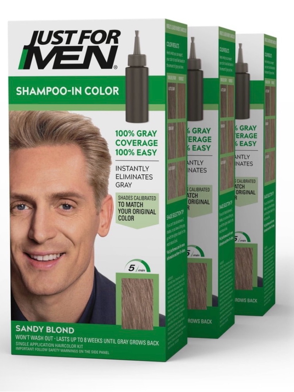 Just for Men Easy Shampoo-In Gray Hair Coloring for Men Sandy Blond